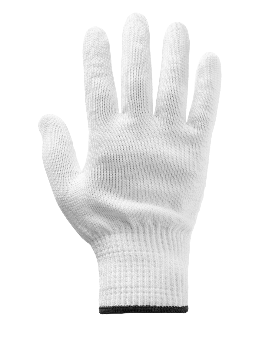 FlexoGrip DCR600SW white knitted cut-resistant food-safe glove, palm view